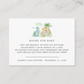 Buchanfrage | Little Dinosaur Baby Dusche Begleitkarte (Vorderseite)