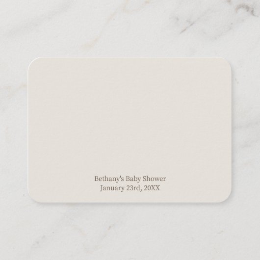 Buchanfrage Neutral Boho Kinderzimmer Babydusche Begleitkarte (Rückseite)