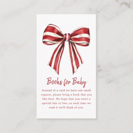 Buchanfrage | Weihnachts Coquette Bow Babydusche Begleitkarte (Vorderseite)