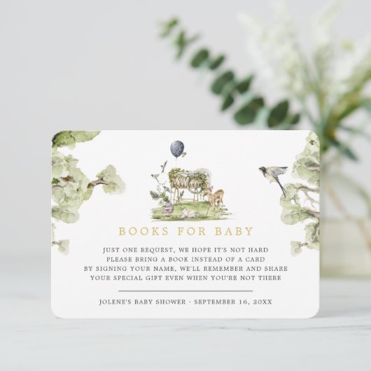 Buchanfrage | Woodland Circus Baby Animes Begleitkarte (Stehend Vorderseite)