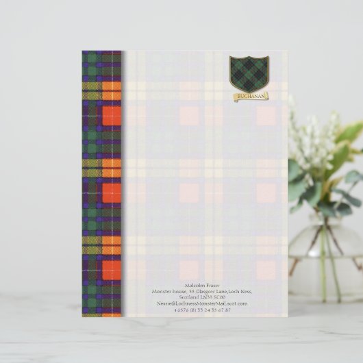 Büchanisches Tartan-Designpapier Briefbogen (Stehend Vorderseite)