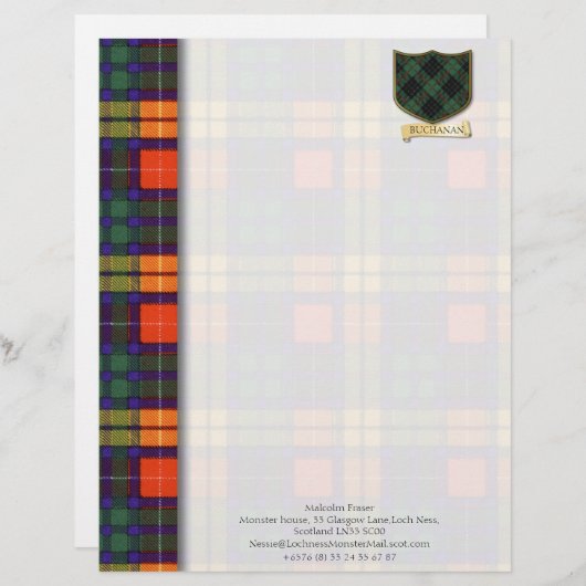 Büchanisches Tartan-Designpapier Briefbogen (Vorne/Hinten)