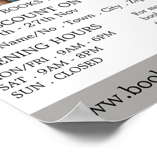 Buchanzeige, Buchspeicherwerbung Poster (Ecke)