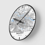 Bucharest Clock City Line Art Runde Wanduhr (Winkel)