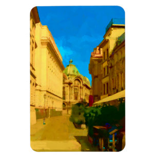 Bucharest Pallace Digital Painting Art Print Magnet