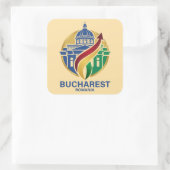 Bucharest Romania Eastern European Quadratischer Aufkleber (Tasche)
