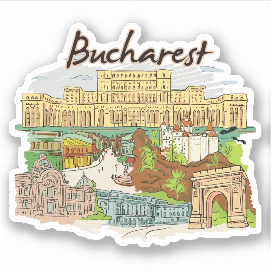Bucharest Rond Flag Aufkleber (Vorderseite)