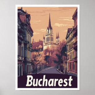 Bucharest Rumänien Art Vintage Reisevorführung Poster