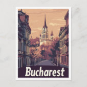 Bucharest Rumänien Art Vintage Reisevorführung Postkarte (Vorderseite)