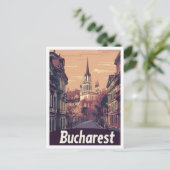 Bucharest Rumänien Art Vintage Reisevorführung Postkarte (Stehend Vorderseite)