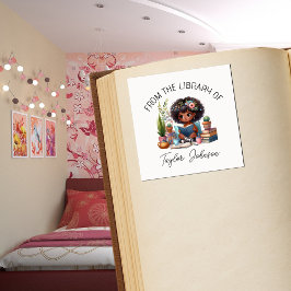 Buchaufkleber, Buchzeichen Custom Dark Haar Girl Quadratischer Aufkleber