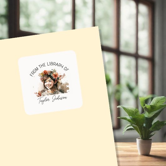 Buchaufkleber, Buchzeichen Custom Dark Haar Girl Quadratischer Aufkleber