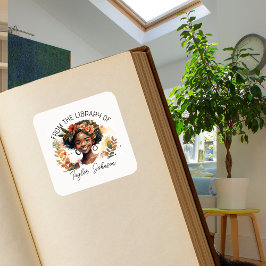 Buchaufkleber, Buchzeichen Custom Dark Haar Girl Quadratischer Aufkleber