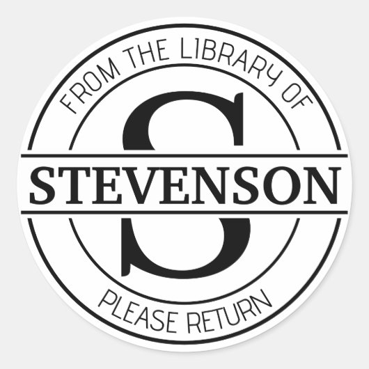 Buchaufkleber, Buchzeichen Custom modern monogram Runder Aufkleber (Vorderseite)