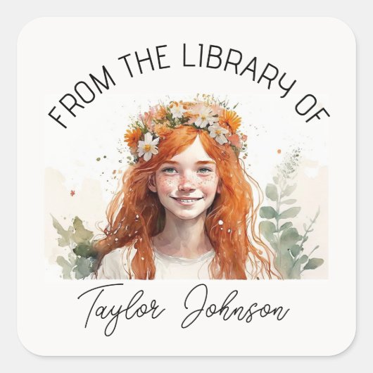 Buchaufkleber, Buchzeichen-Individuelle Name-Label Quadratischer Aufkleber (Vorderseite)