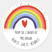 Buchaufkleber, maßgeschneiderte Lehrer RAINBOW-Auf Runder Aufkleber (Vorderseite)