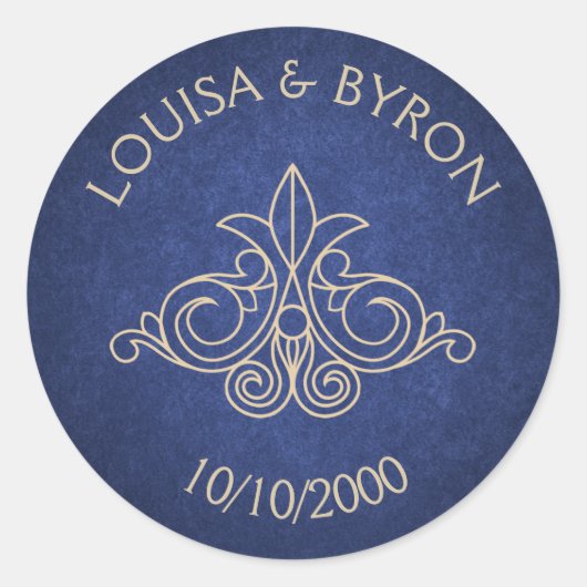 Buchbibliothek Geek Blue Literary Wedding Runder Aufkleber (Vorderseite)