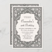 Buchbibliothek Vintag Geburtstag Einladung (Vorne/Hinten)