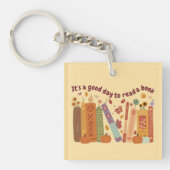 Buchbuch Liebhaber, OrangePumpkin und Herbstlaub Schlüsselanhänger (Vorderseite)