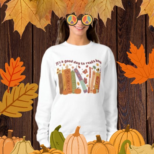 Buchbuch Liebhaber, OrangePumpkin und Herbstlaub Sweatshirt