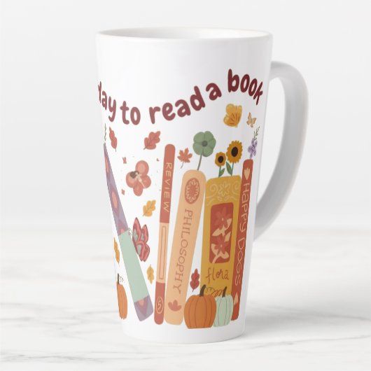 Buchbuch Liebhaber, Pumpkin und Herbstlaub Große Milchtasse (Rechte Ecke)