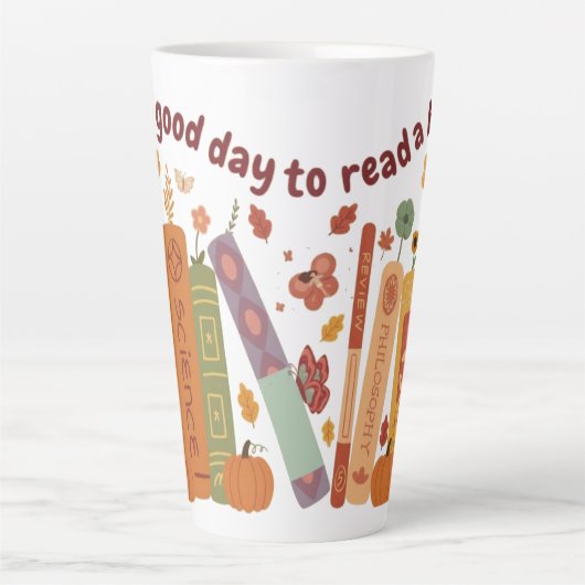 Buchbuch Liebhaber, Pumpkin und Herbstlaub Große Milchtasse (Vorderseite)