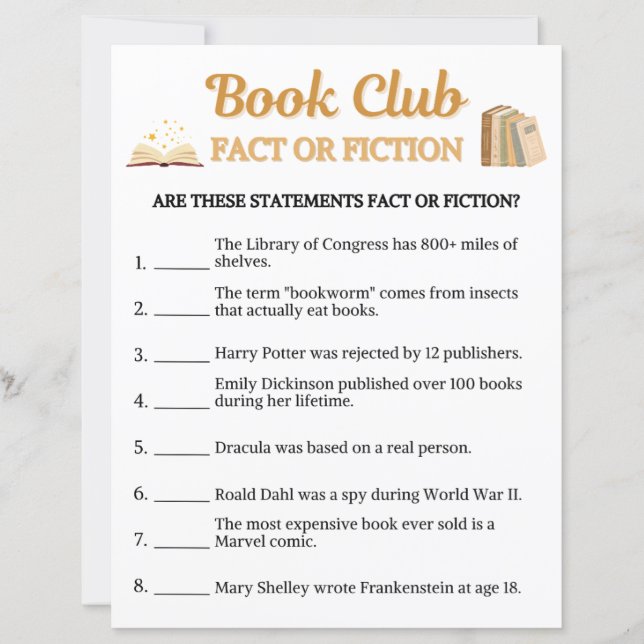Buchclub Fakt oder Fiktion Spiel (Vorderseite)