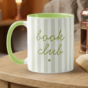 Buchclub-Schriftzug-Weise-Gestreiftes-Herz-Kaffee Tasse