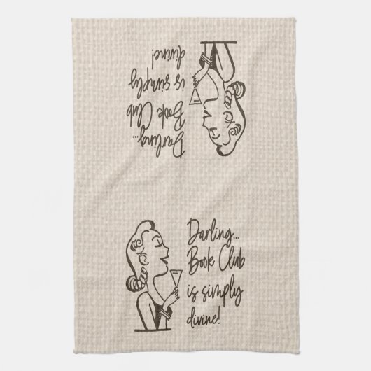 Buchclub Vintag Retro einfach göttlich Geschirrtuch (Vertikal)
