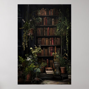 Buchdruck Botanik, Vintage-Grüne Bibliothek Poster