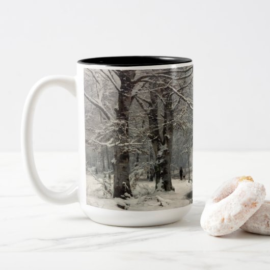 Buche Forest, Winter von Anders Andersen-Lundby Zweifarbige Tasse (Mit Donut)