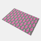 Buche Leaf Muster, Fuchsia Pink und Silver Grau Fußmatte (Schrägansicht)