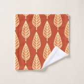 Buche Leaf Muster, Schatten von Mandarin Orange Badhandtuch Set (Waschlappen)