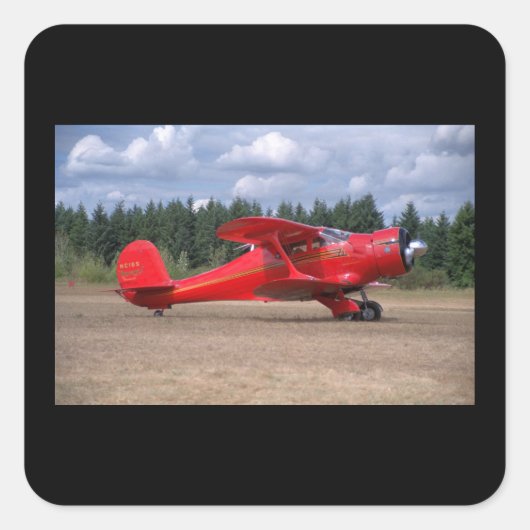 Buche, Staggerwing, 1946_Classic Aviation Quadratischer Aufkleber (Vorderseite)