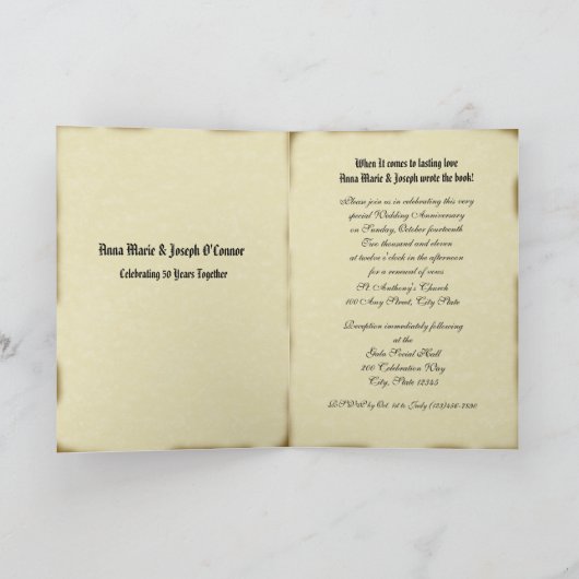 Bucheinladung zum 50. Jahrestag Einladung (Innenseite)