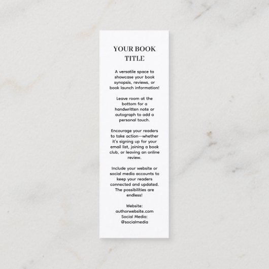 Buchen | Autor-Mini-Werbedesign Mini Visitenkarte (Rückseite)