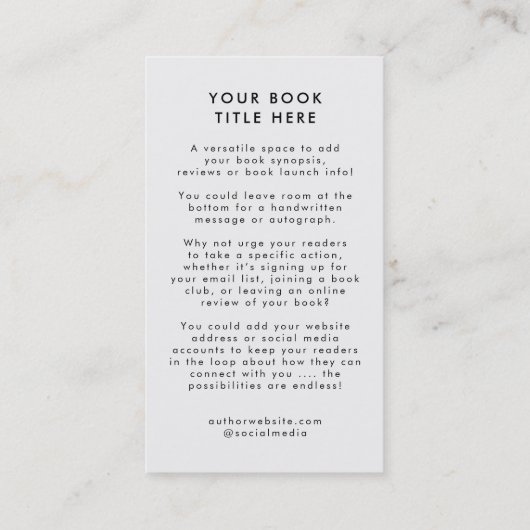 Buchen | Autor Werbefilm Cover Artwork Visitenkarte (Rückseite)