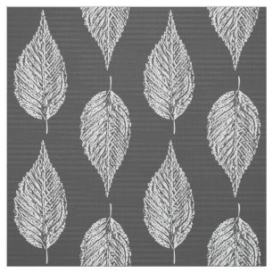Buchen-Blatt-Kreide-Druck, Graues/Grau und Weiß Stoff