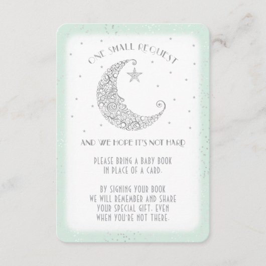 Buchen Moon Star Babydusche Silberminze Begleitkarte (Vorderseite)