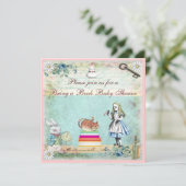 Buchen Sie Alice & Cheshire Cat Baby Dusche Einladung (Stehend Vorderseite)