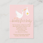 Buchen Sie Baby Dusche Stork Gold Star Rosa Begleitkarte (Vorderseite)