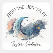 Buchen Sie Buchzeichen Sternenhimmel Himmelsmond Quadratischer Aufkleber (Vorderseite)