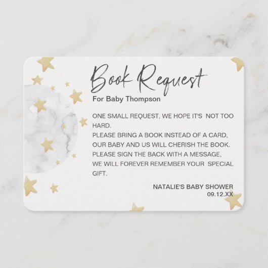 Buchen Sie das neutrale Baby-Duschbuch für Mond un Begleitkarte (Vorderseite)