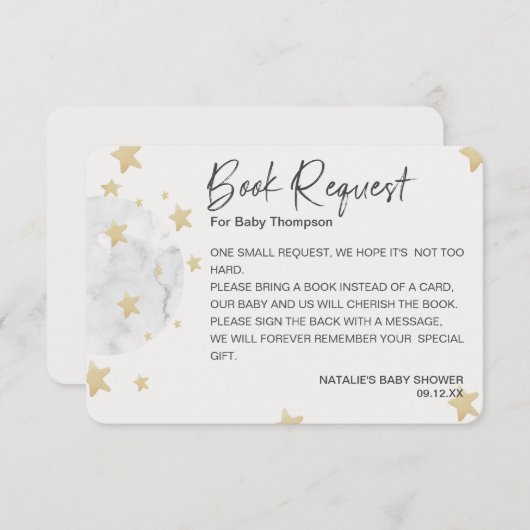 Buchen Sie das neutrale Baby-Duschbuch für Mond un Begleitkarte (Vorne/Hinten)