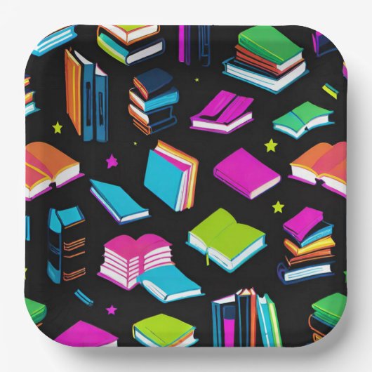 Buchen Sie den farbenfrohen Platz Pappteller (Vorderseite)