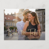 Buchen Sie die Tickets Imitate Gold Wedding Save t Ankündigungspostkarte (Vorderseite)