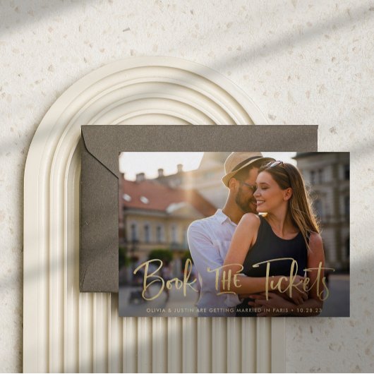 Buchen Sie die Tickets Imitate Gold Wedding Save t Ankündigungspostkarte