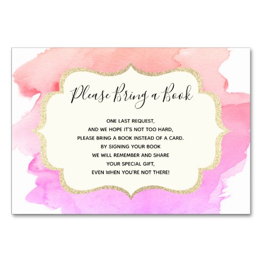 Buchen Sie ein Buch - Watercolor Pink MIRL Kinderd Tischnummer (Vorderseite)