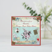 Buchen Sie eine Alice im Wunderland mit Xmas Baby Einladung (Stehend Vorderseite)