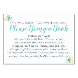 Buchen Sie Gold Aquamarin Floral Baby Duschkarte Tischnummer